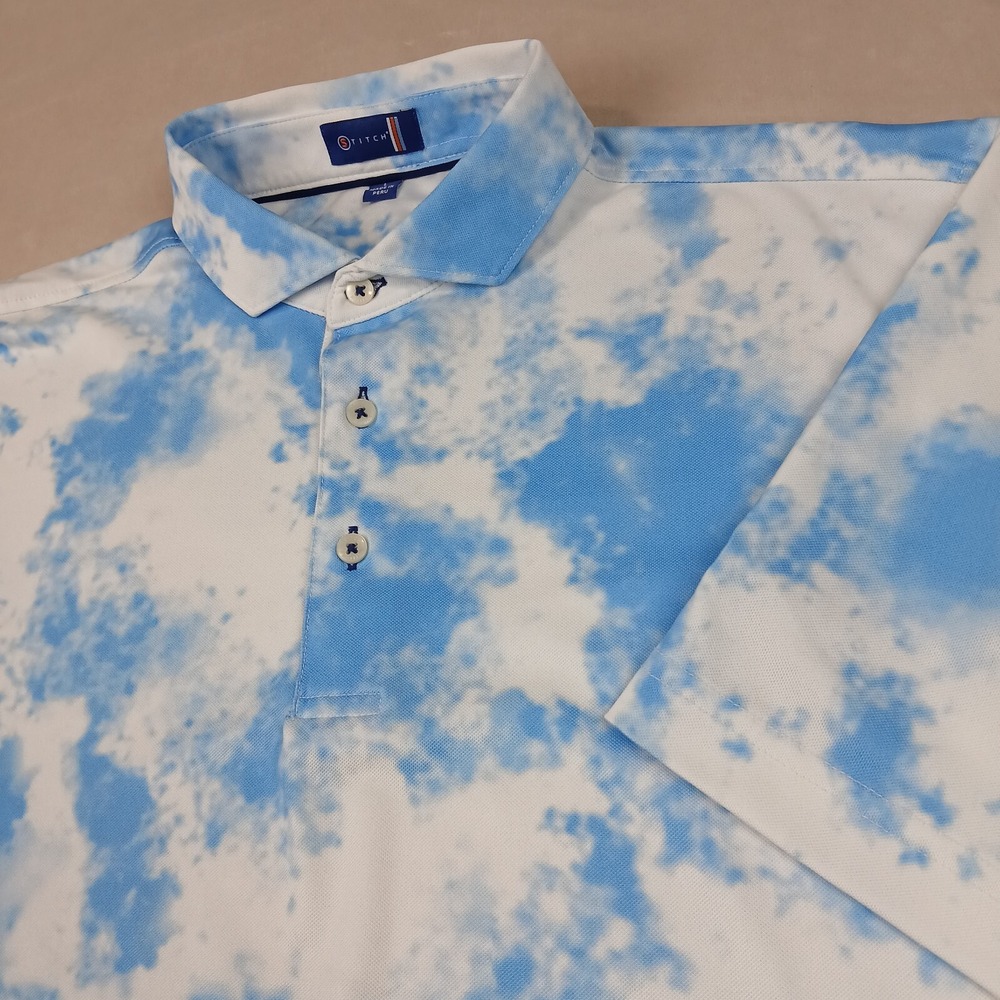 Stitch Large‎ Mens Shirt Polo Golf Stretch Performance All Over Has Defects